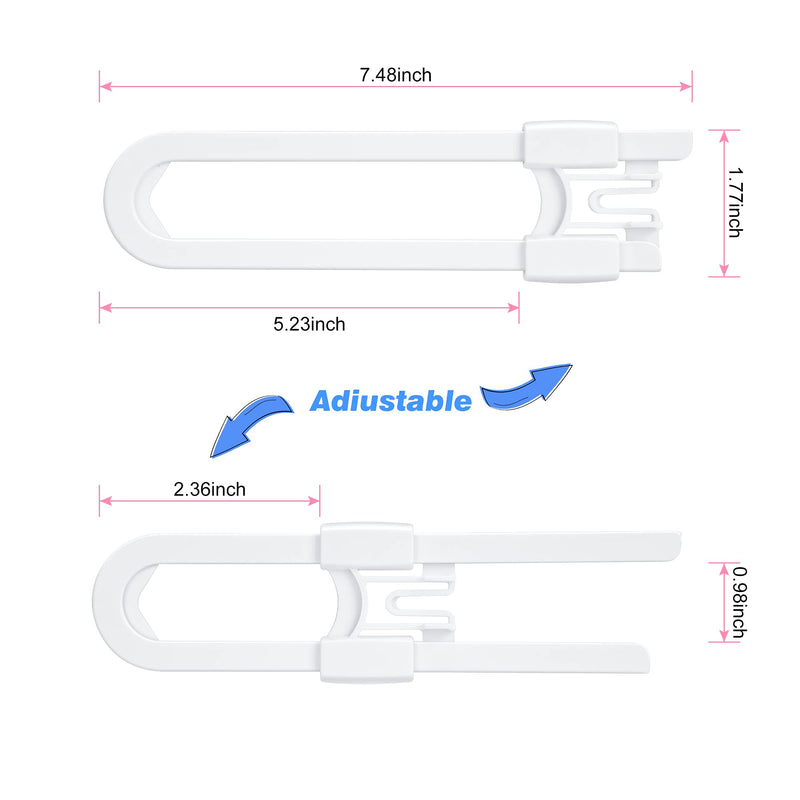 [Australia] - Vmaisi 8 Pack Baby Sliding Cabinet Locks - Adjustable U Shaped Child Safety Locks,Childproof Latches for Kitchen Bathroom Storage Cupboards Doors, Handles and Knobs White 