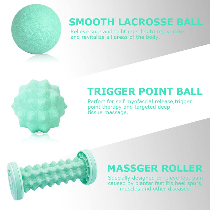 [Australia] - Foot Massage Ball & Foot Rollers 6 in 1 Set with Handheld Roller, Spiky Ball, Lacrosse Ball, Massage Roller, Steel Ball Massager for Relieve Plantar Fasciitis, Deep and Superficial 