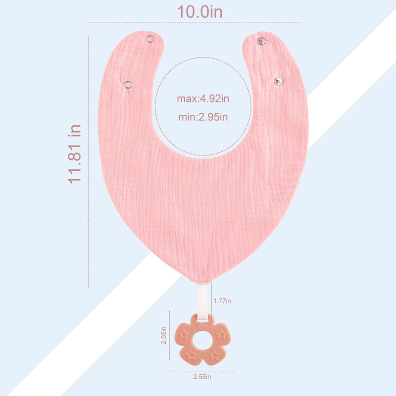 [Australia] - Baby Bandana Drool Bibs 6-Pack and Teething Toys 6-Pack Made with 100% Organic Cotton, Absorbent and Soft Unisex Muslin Bibs Pattern Girlsl 