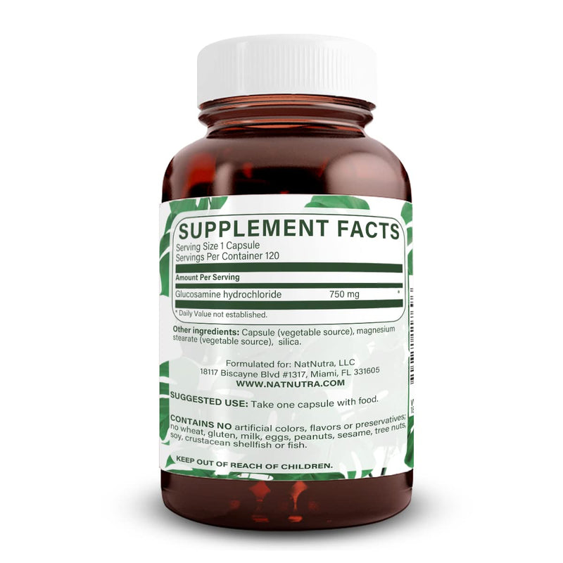 [Australia] - Natural Nutra Vegan and Vegetarian Glucosamine Hydrochloride for Men and Women, Kosher, Shellfish Free, Plant Based, Joint Support Supplement, Helps Joints Health & Mucles Gristle, 750mg, 120 Capsules 120 Count (Pack of 1) 