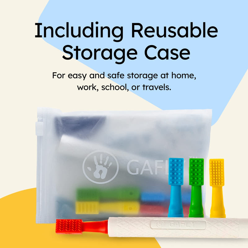[Australia] - Gafly Therapens Oral Motor Therapy Tools stimulate Speech and Feeding - Chewy Vibe Speech Therapy Toys help Kids with Sensory Needs Chew & Relax - Oral Stimulator Kit includes 4 Tips, Storage Pouch Blue, Red, Green, Yellow 1 Count (Pack of 1) 