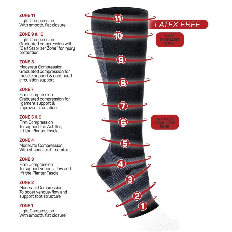 OS1st FS6+ Performance Foot/Calf Sleeves for Plantar Fasciitis pain relief, heel pain, shin splints and arch support (White, X-Large) White