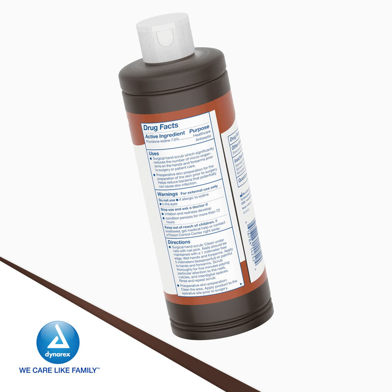 [Australia] - Dynarex Povidone-Iodine Scrub Solution, Antiseptic Solution for Skin and Mucosa, Ideal for Surgical Site Preparation, Contains Povidone Iodine 7.5%, 16 fl. oz., 1 Bottle 16 Fl Oz (Pack of 1) 