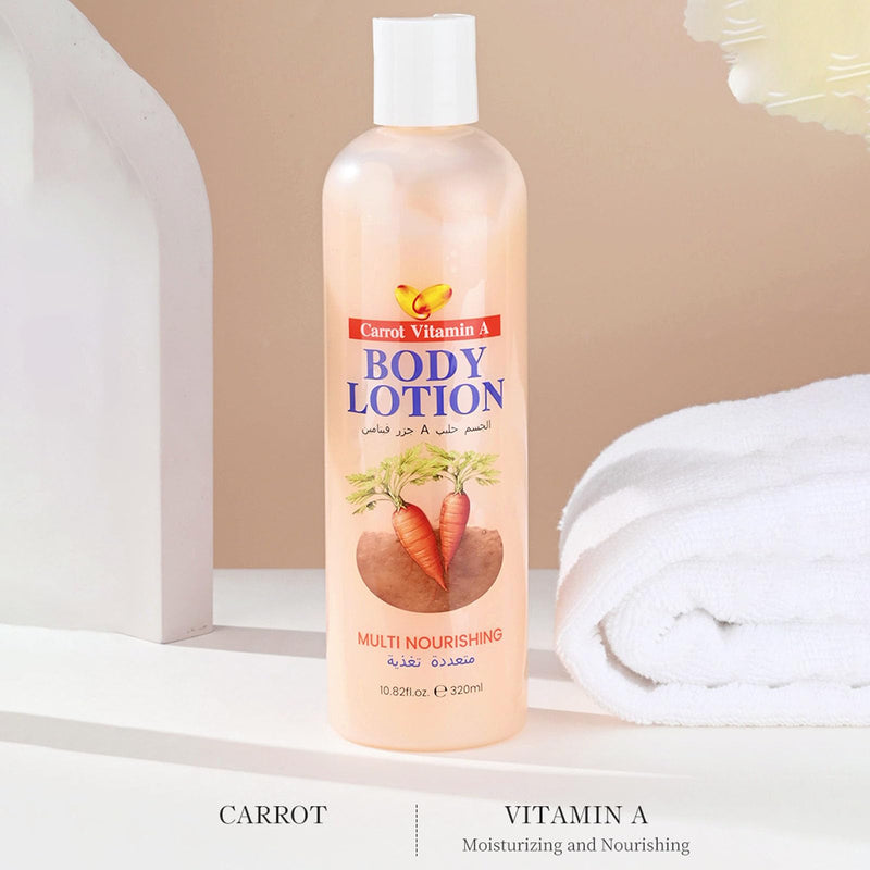 Carrot Moisturizing Body Lotion for Dry Skin, Hydrating & Firming Body Cream with Carrot Vitamin A for Women, Hand and Body Moisturizer Non-Greasy Refreshing Quickly Absorbed 320ml/ 10.82 Oz