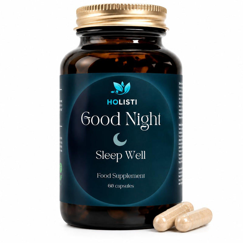 Goodnight Sleep & Stress Relief | Ashwagandha, L-Theanine & Reishi | Made in UK | Vegan Capsules | 30 Day Supply | Melatonin Free | Stress & Sleep Support
