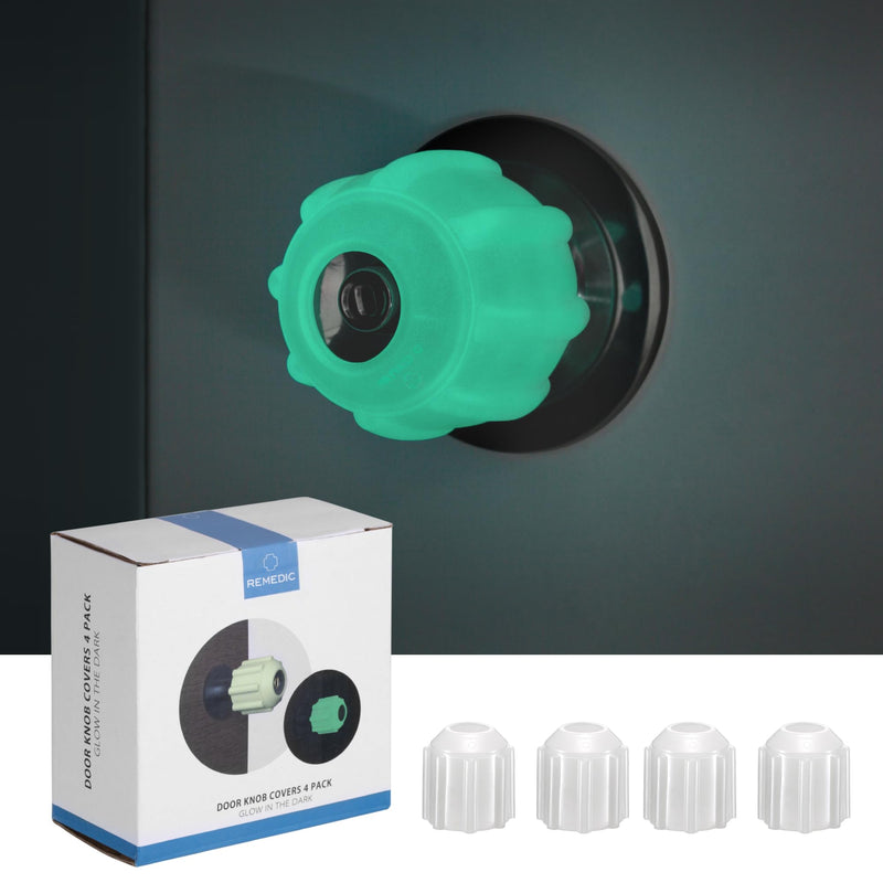 [Australia] - Glow in The Dark Knob and Handle Cover Set - 4 pieces each - Arthritis and Senior Living Aids - Better Grip, no more static and orientation at night time Knob Cover 