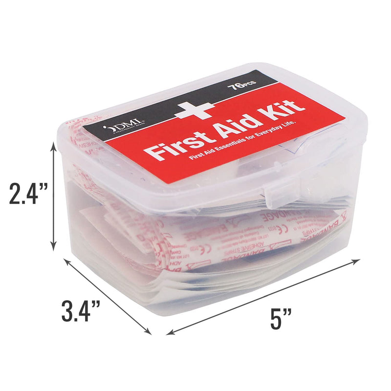 DMI 76-Piece First-Aid Kit, All-Purpose Use for Minor Cuts and Scrapes, Durable Water-Resistant Case, Convenient and Portable, FSA & HSA Eligible 76 Piece First Aid Kit