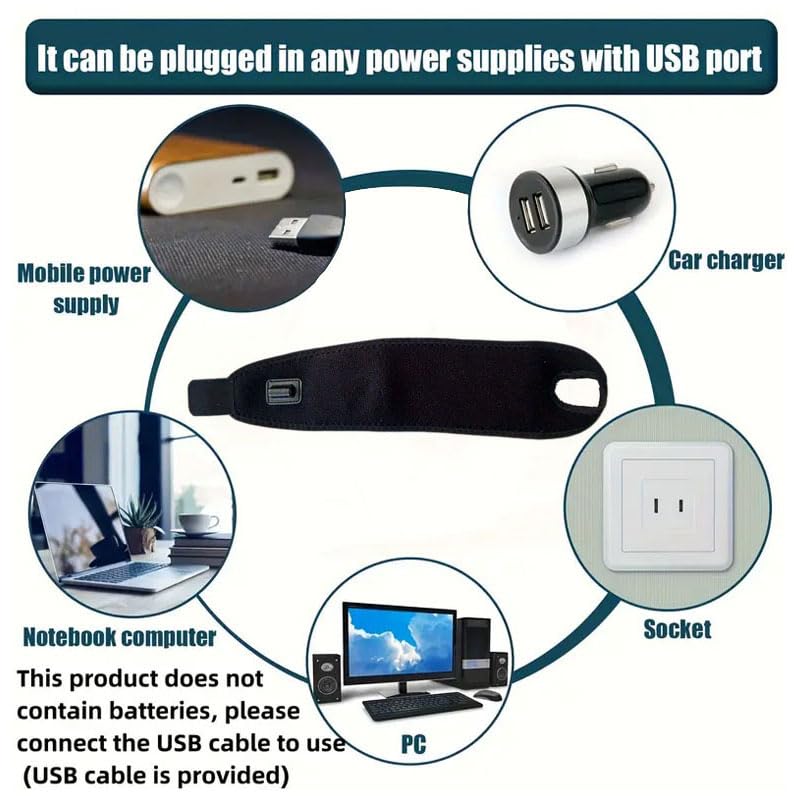 Electric Heated Wrist Wrap, USB Powered Wrist Warmer with Adjustable Strap, Reusable Heating Pad for Wrist Pain Relief, Office Workers, Gamers, Winter Cold Hands, Travel Friendly