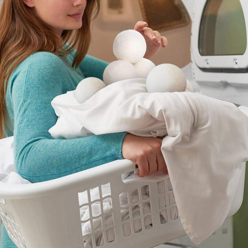 [Australia] - Wool Ball, Wool Dryer Balls XL Premium Reusable Natural Fabric Softener Pet Fur Hair Remover - Set of 6PCS (White) 