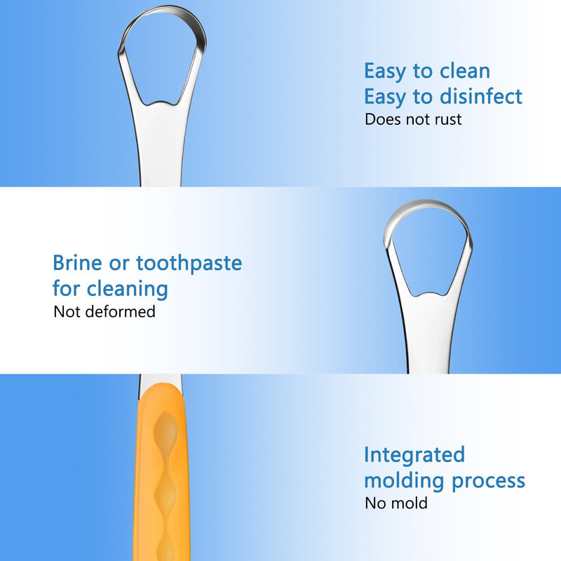 [Australia] - 4 Pcs Tongue Scraper Cleaner Adults and Kids Stainless Steel Tongue Brush Metal Scraper Reduce Bad Breath with Travel Cases for Men Women Oral Mouth(Purple, Orange, Blue and Green) Purple, Orange, Blue and Green 
