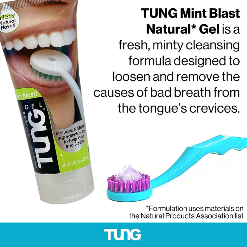 [Australia] - TUNG Tongue Cleaning Kit, TUNG Brush and Natural Mint Blast Gel, Bad Breath Odor Eliminator, Halitosis Defense, USA Made (Set of 1) STARTER PACK 