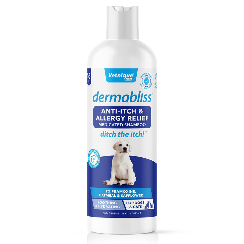 Vetnique Dermabliss Allergy Chews 30ct and Dermabliss Anti Itch Dog Shampoo Hickory Salmon Soft Chew Supplement Dog Allergy Shampoo - PawsPlanet Australia