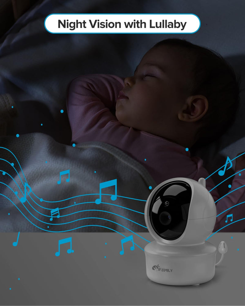 [Australia] - iFamily Baby Monitor - Large 5" Screen with 30Hrs Battery Life - Remote Pan-Tilt-Zoom;No WiFi, Two-Way Audio, Night Vision, Temperature, Lullabies, 960ft Long Range Baby Monitor with Camera and Audio 1 Camera 