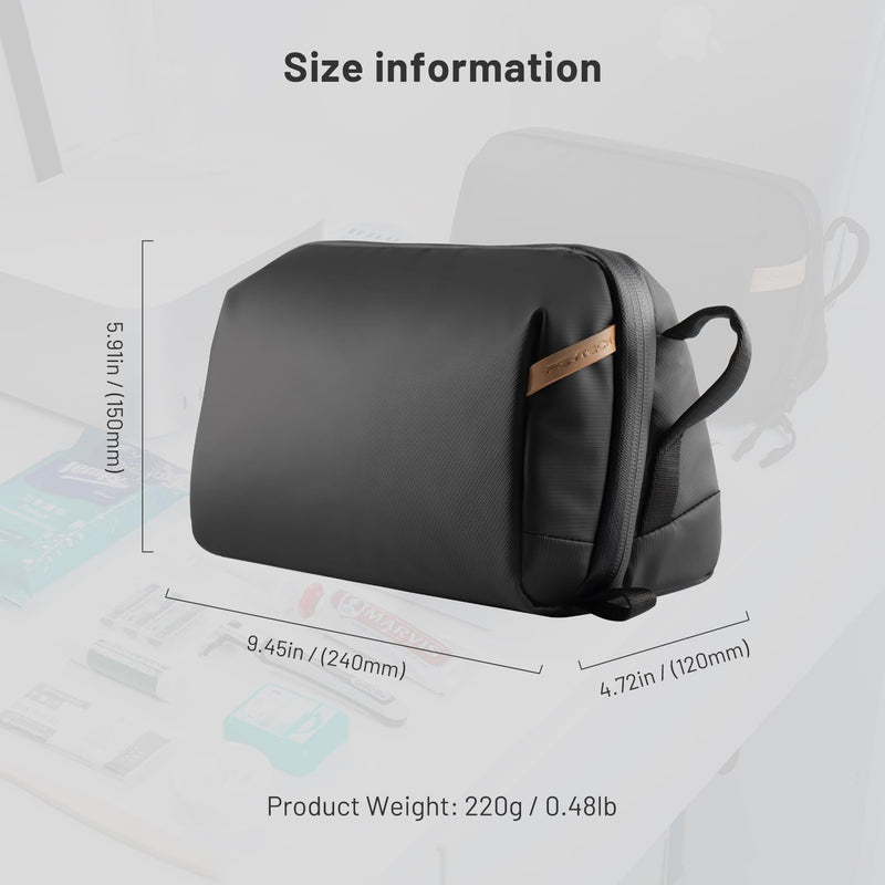 PGYTECH Travel Toiletry Bag for Men & Women, Hanging Compact Pouch, Waterproof Dopp Kit for Traveling, Shaving Bag Makeup Bag Organizer for Toiletries Twilight Black