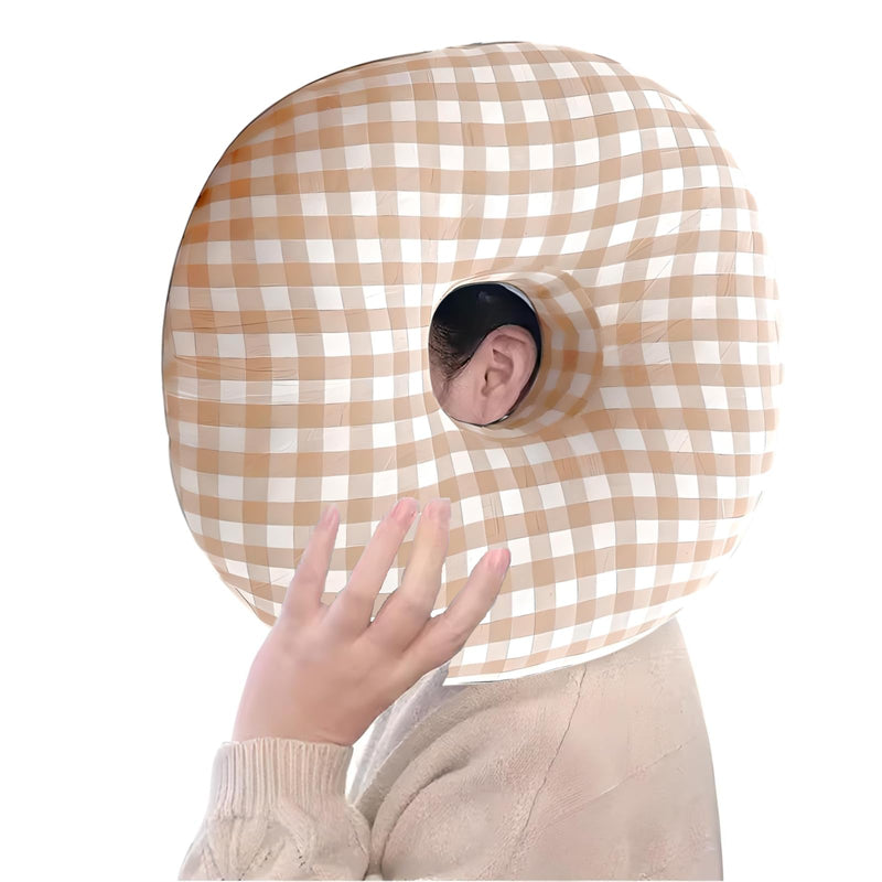 Ear Piercing/Infection Side‑Sleeping Pillow Made of Memory Foam to Protect The Sensitive Ear While Resting or Sleeping (Orange Grid) Orange Grid