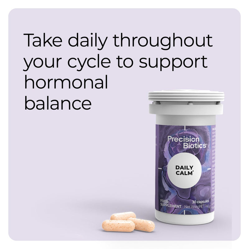 Daily Calm by PrecisionBiotics - Supplement for Women - PMS - Probiotics with Vitamin B6 and Saffron Extract - Emotional and Hormonal Balance - 30 Capsules