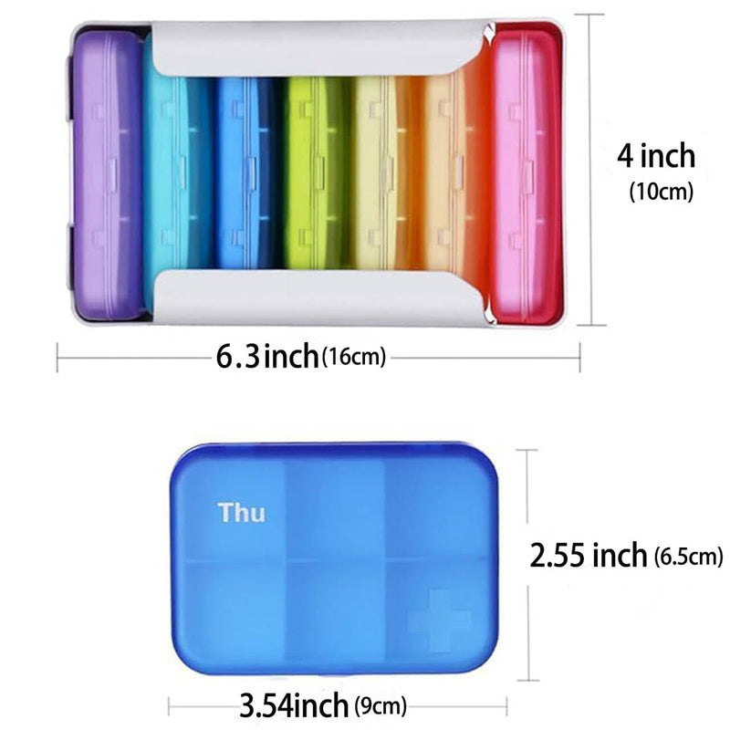 7 Piece Set Pill Organizer 6 Times a Day, Weekly Daily Travel Medicine Organizer Portable 7 Day 42 Compartments Pill Box with Moisture-Proof Pill Case Travel Pill Container for Vitamins,Supplements