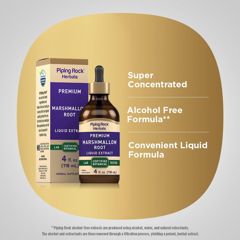[Australia] - Piping Rock Marshmallow Root Extract Liquid | 4 Fl Oz | Tincture Drops | Alcohol Free, Vegetarian | Non-GMO, Gluten Free Supplement 