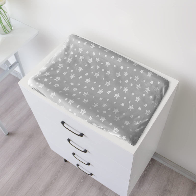 [Australia] - Changing Pad Cover for Boys Girls 2 Pack, Lovely Print Soft Unisex Diaper Change Table Sheets, Fit 32"x16" Contoured Pad, Comfy Cozy 2-Pack Cradle Sheets, Grey & White White&grey 