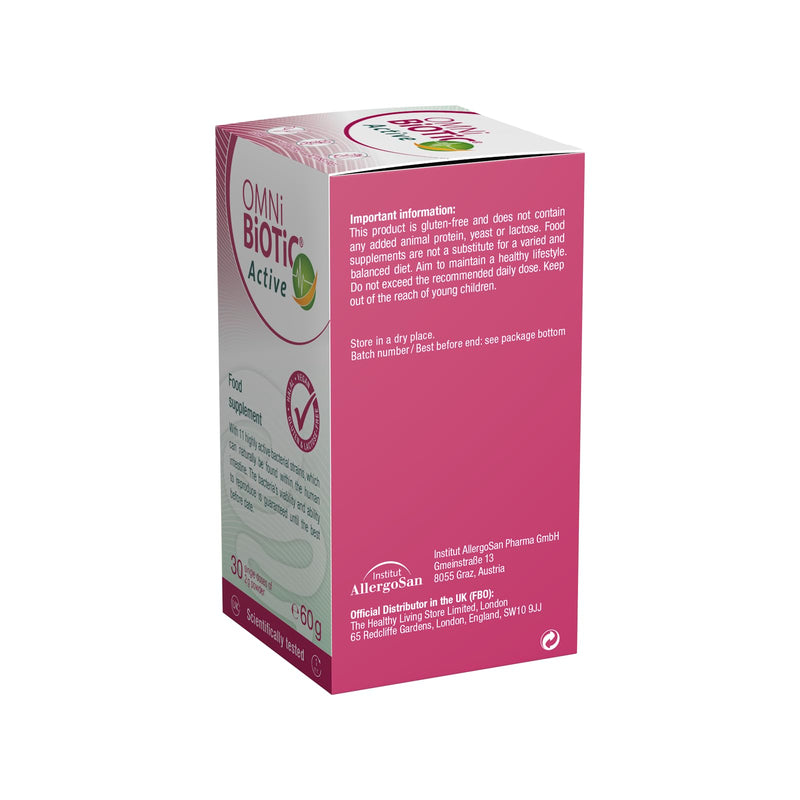 OMNi BiOTiC Active | Supplements Gut Flora with Key Bifidobacteria and Lactobacilli | Probiotic Powder | Ideal After Diets or an Unbalanced Diet | Halal | Vegan | for Daily use | 30 Portions (60 g)