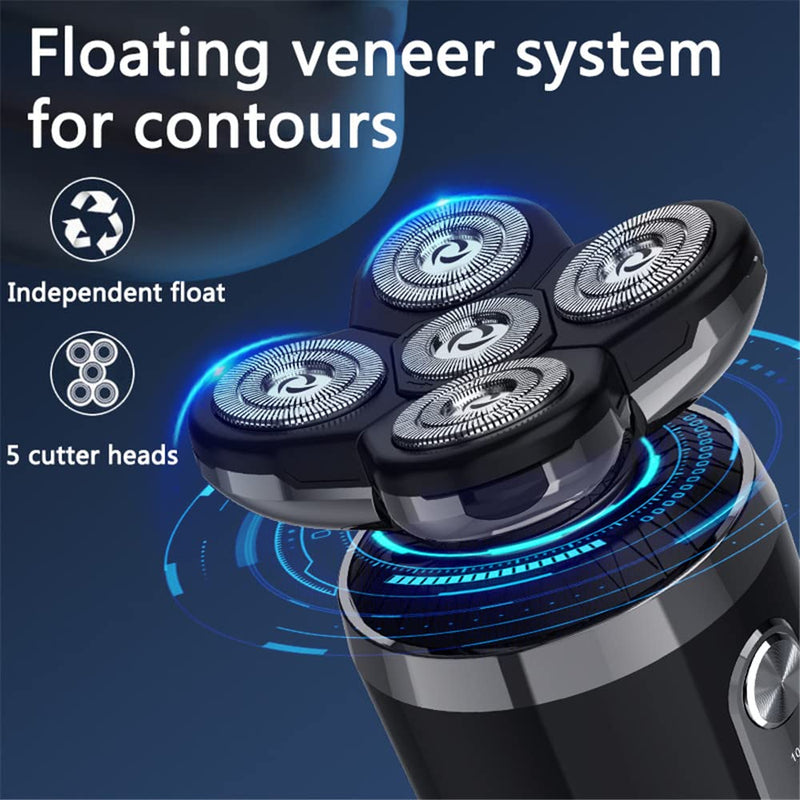 [Australia] - Head Shavers for Men, Men’s 5-in-1 Electric Head Shaver, Waterproof Electric Razor, Rechargeable Wet and Dry Mens Grooming Kit Head Shaver A 5 Head 