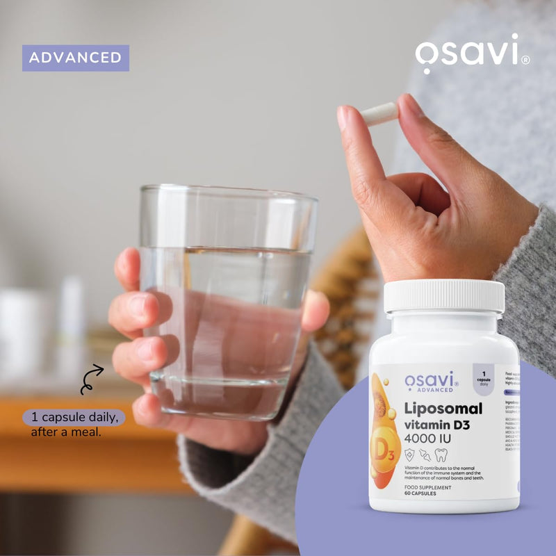 Osavi Liposomal Vitamin D3 4000 IU – 120 Vegan Capsules | Liposovit®-D3 Capsules | High Absorption & Gentle on Stomach | Supports Immune System, Bones, Teeth & Muscle Function