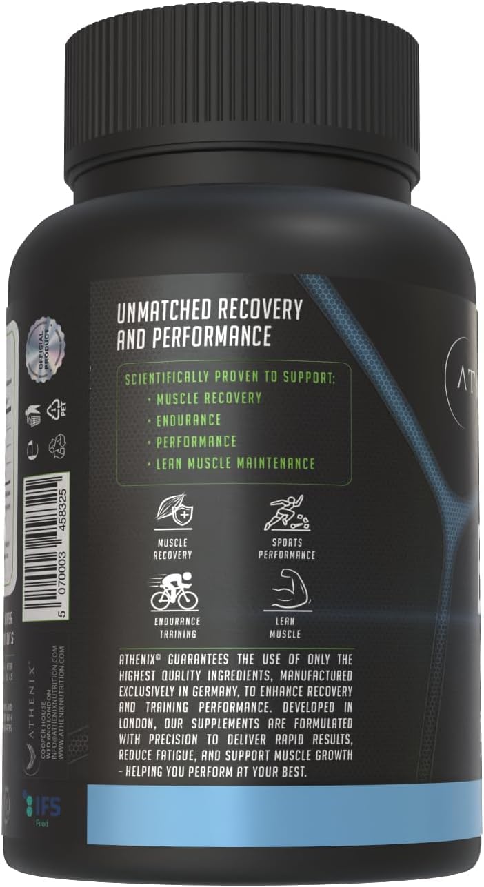 Athenix® Premium BCAA + Glutamine Capsules – 2:1:1 BCAA Ratio, 3420 mg BCAAs + 3420 mg Glutamine | Muscle Recovery, Endurance & Lean Muscle Maintenance, Premium Grade Made in Germany, Vegan, 220 Caps