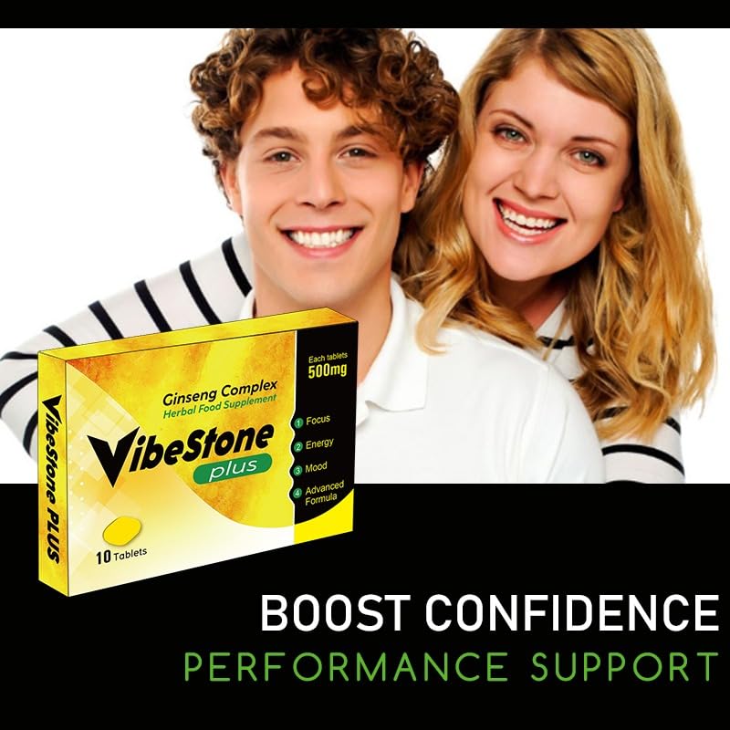 VIBESTONE Plus - Extra Stronger Harder Gold Standard 500MG | Maximum Duration, Immediate Effect, Without Contraindications, 100% Natural LIBIDO Power Booster 10 Ginseng Tablets