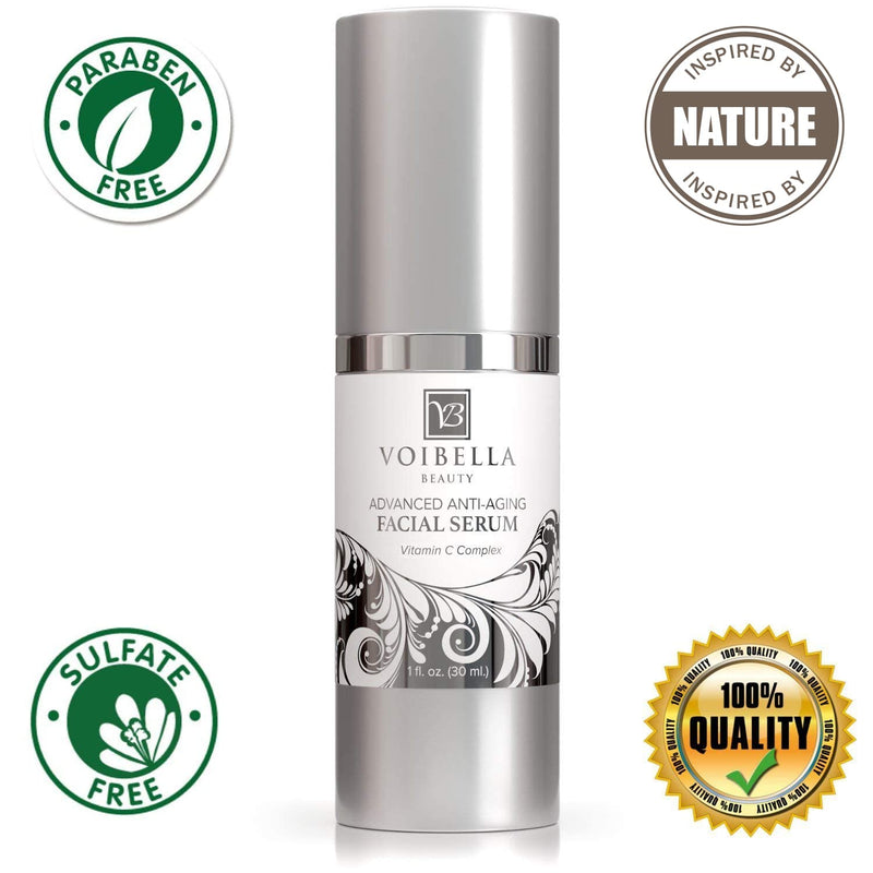 Natural Anti-Aging Facial Serum Vitamin C Complex | Anti-Wrinkle Face Serum Effects For Women & Men by Hydrating Skin Pores for Smoothing, Firming & Tightening