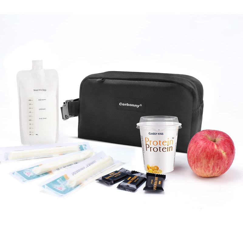 [Australia] - Freezable Lunch Bag,Freezable Snack Bag,Mini Cooler Bag for Travel/Work/School,Small Insulated Bag,Small Cooler Lunch Box with Ice Packs,Insulated Snack Bag,Freezable Snack Box with Handle Buckle black-1 