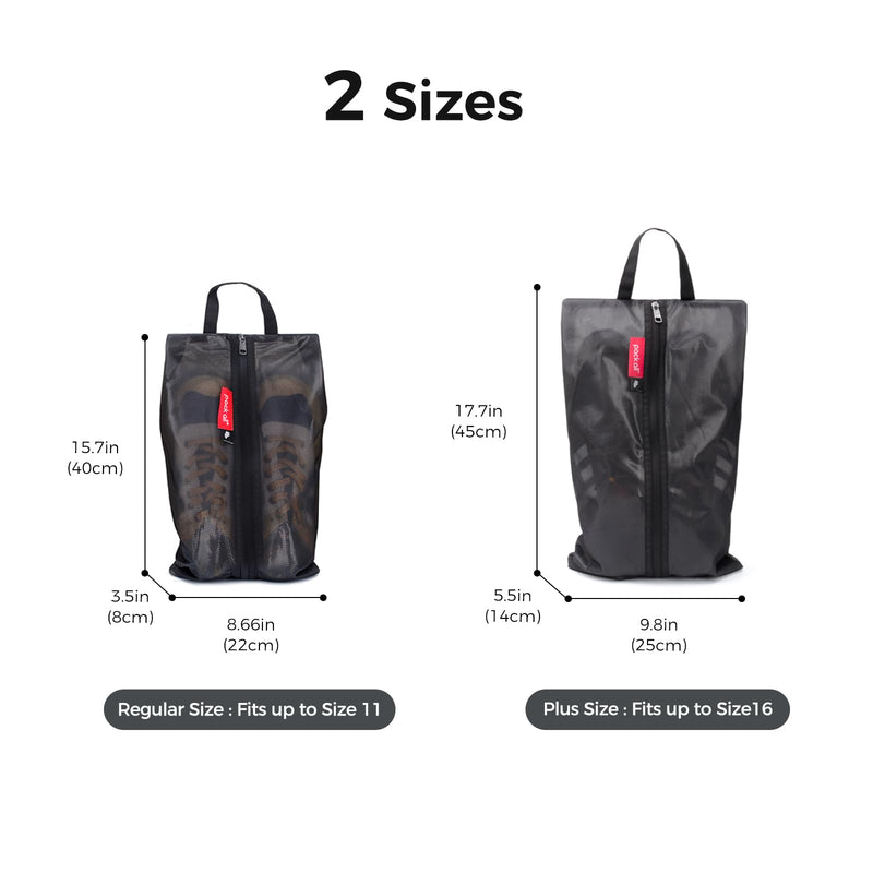 pack all Packing Organizers Bundle | 1 Dual Pocket Shoe Bag (Plus-Black) & 3Pcs Zipper Pouch Set (Black)