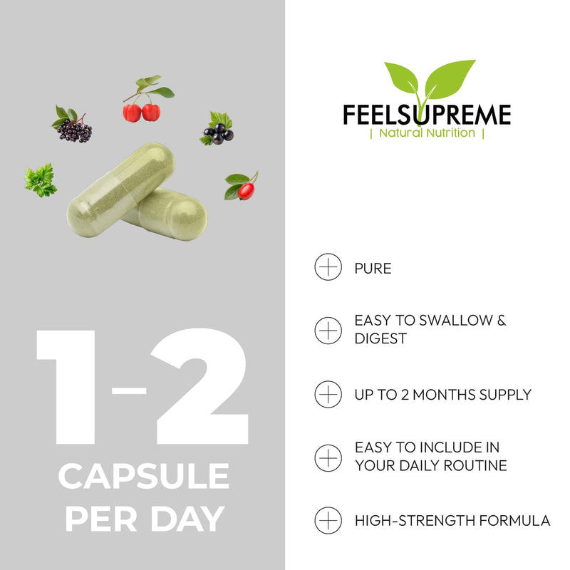 100% Natural Vitamin C Capsules - Immune System Booster, VIT C Supplement, Vitamin C 1000mg, VIT C 1000mg Capsules, Vitamin C Supplements - 60 Capsules
