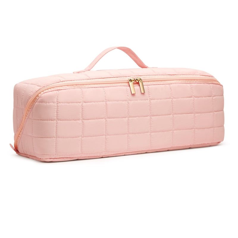 Elviros Toiletry Bag for Men and Heat Resistant Travel Case Bundle, Large PU Leather Shaving Dopp Kit and Pink Hair Tool Organizer Bag with Mat Pouch for Straightener, Curling Iron, Flat Iron and Hair
