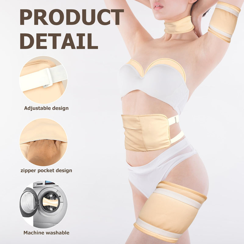 [Australia] - Castor Oil Pack Wrap for Women Gifts, 6 Pcs Reusable Organic Cotton Pack Kit for Neck Waist Chest Knee, Adjustable Elastic Strap Compress Packs 