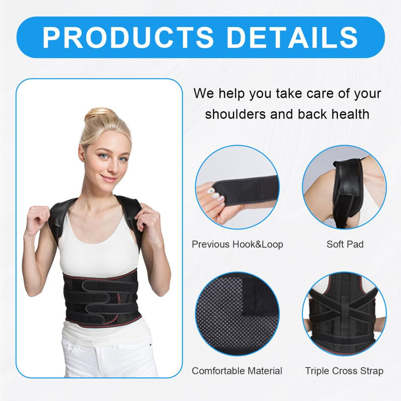 Posture Corrector for Men and Women,Back Brace and Neck Stretcher for Scoliosis and Poor Posture in Teens,Breathable Mesh Back Support Belt,Back Straightener(Medium) Medium