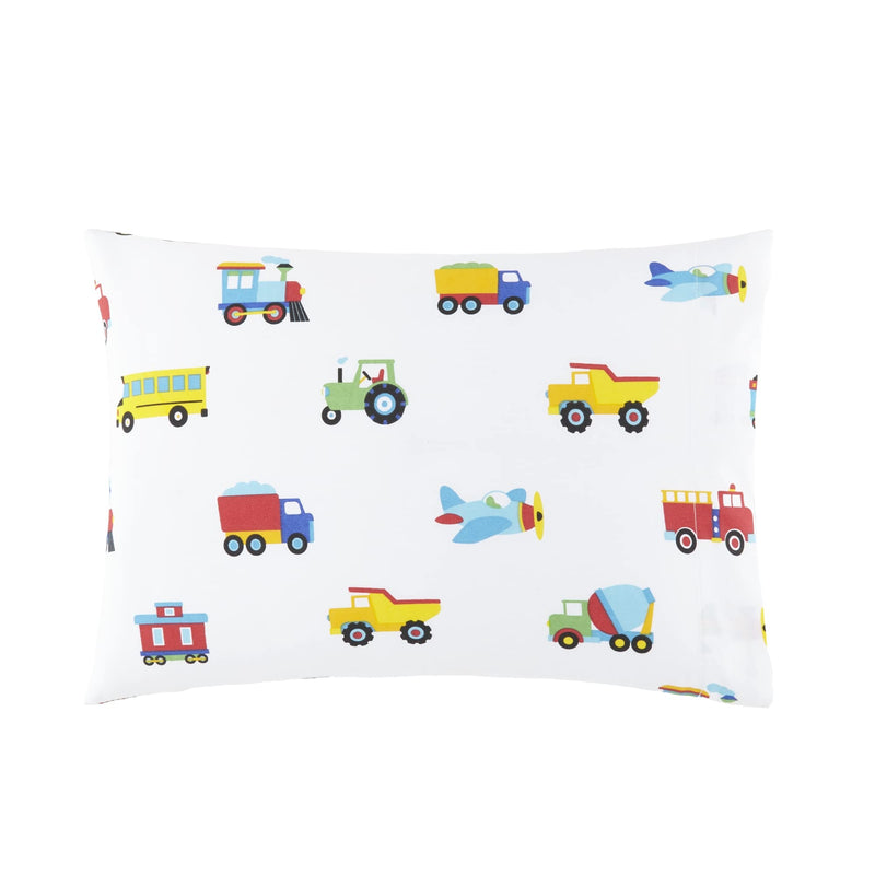 Wildkin 100% Cotton Hypoallergenic Toddler Pillow Case for Boys & Girls, Measures 19 x 13.5 Inches Kids Pillowcase, Pillow Cover Fits a Toddler Sized Pillow (Trains, Planes, and Trucks) Trains, Planes, and Trucks