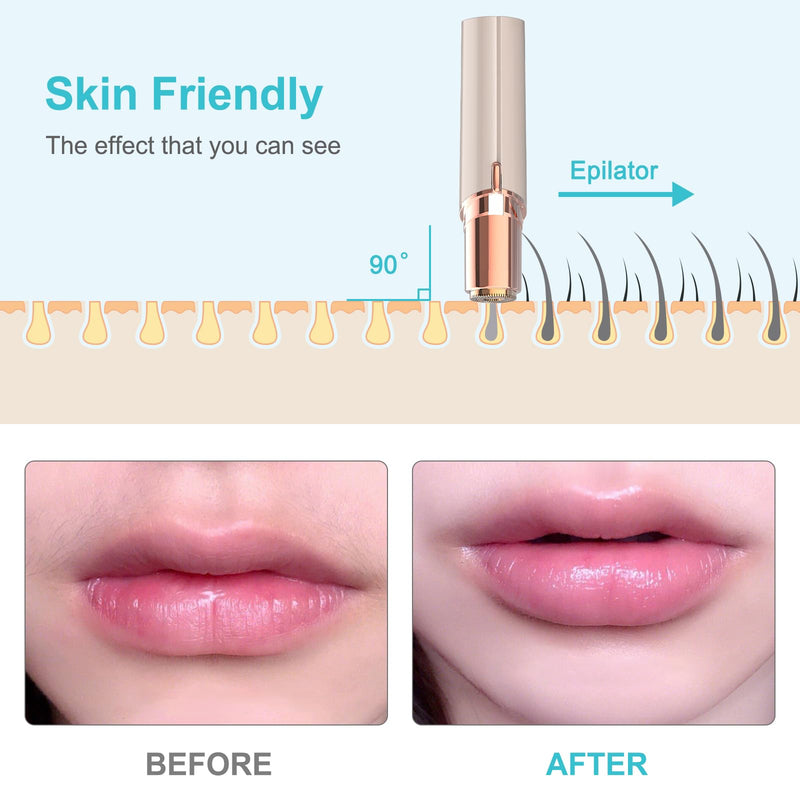 [Australia] - Facial Hair Removal for Women - Electric Painless Hair Removal Tool for Face, Lip & Chin, USB Rechargeable Rose Gold 