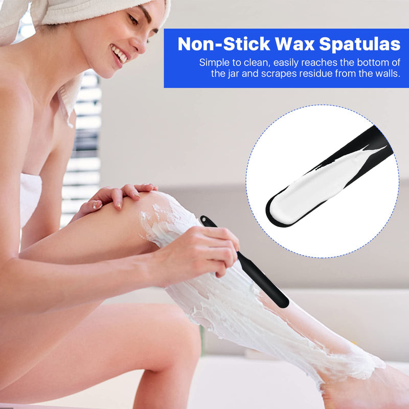 [Australia] - 10 Pcs Non-Stick Wax Spatulas, Large Silicone Sticks Reusable Hair Removal Applicator Makeup Scraper for Home Salon Body Use Black 