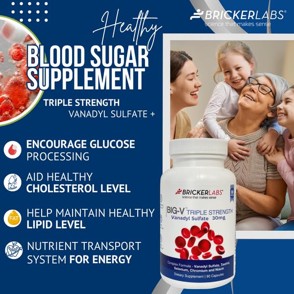 [Australia] - Big-V Triple Strength Vanadyl Supplement: Vanadyl Sulfate 30 mg, Taurine 600 mg, Selenium, Chromium and Niacin, Blended Mineral Supplement Capsules 90 ct 90 Count (Pack of 1) 