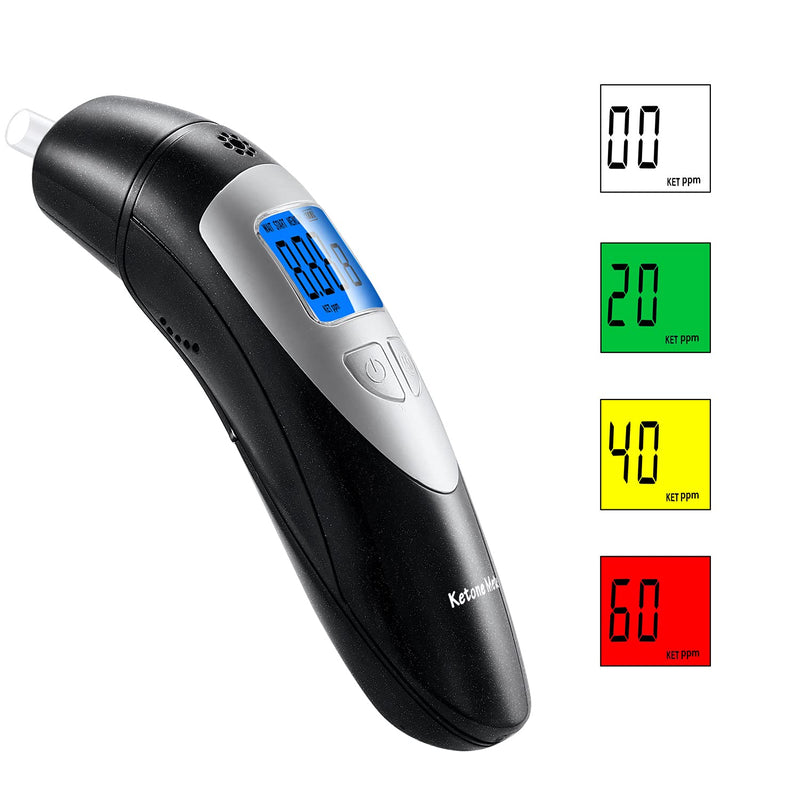 [Australia] - Ketone Breath Analyzer Professional Ketone Breath Meter Analyzer Portable Digital Breath Ketosis Meter, Ketosis Testing Kit with 10pc Mouthpieces Black 