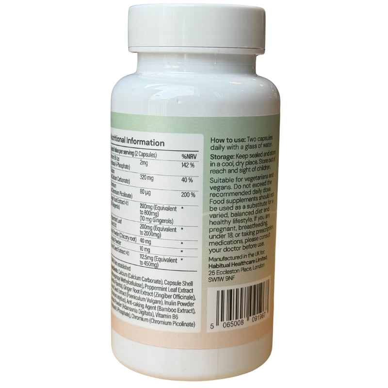 Habitual Daily Digestive Complex | Vegan Gut Health Supplement for Bloating, Indigestion & Metabolism Support | Prebiotic & Botanical Blend with Ginger, Peppermint, Fennel, Calcium, & Vitamin B6