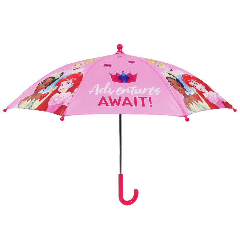 Concept One Disney Princess Umbrella for Kids, Pink | Girls with Curved Handle and Safety Tips, Cute Umbrellas for Rain