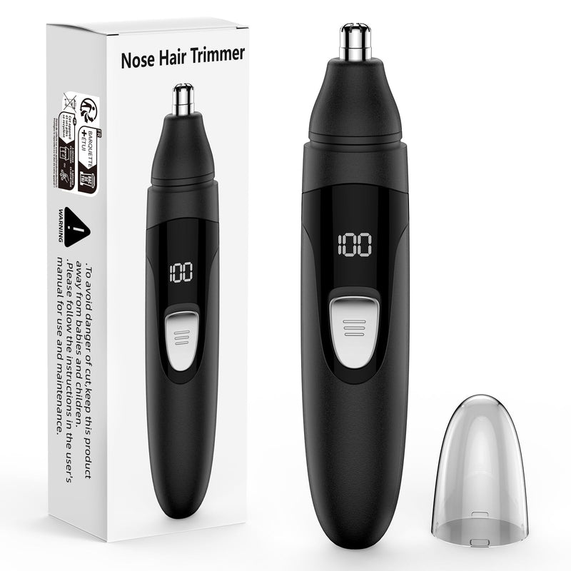 Nose Hair Trimmer,Painless Ear and Eyebrow Trimmer for Men with Dual Edge Blades,Rechargeable,Light Indicator Easy Washing (Black)