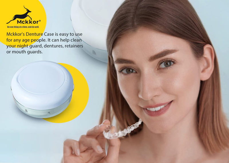 [Australia] - Denture Case, Definitely No-Leak Portable Retainer Case Denture Bath Box for Traveling Perfectly, Denture Cups for Soaking Dentures & Mirror(Black) Black 