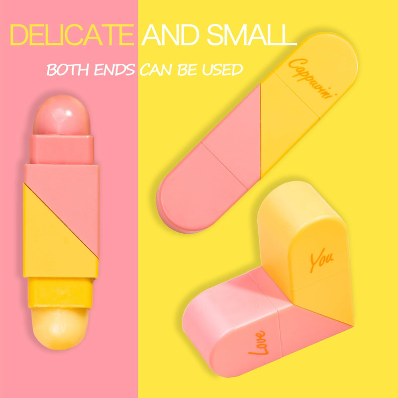Valentine's Day 2pc Heart Shaped Dual-use Deformable Lip Balm Stick - Honey,One end is colorless, while the other end is pink used as makeup, lipstick Keep Lips Moisturized, Gifts no