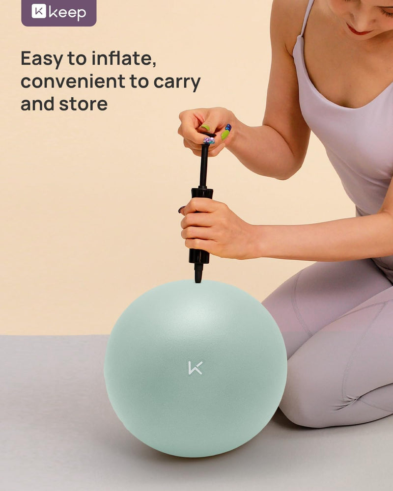 [Australia] - KEEP Pilates Small Exercise Ball Anti-Burst - Thickened Yoga Ball With Pump for Physical Therapy, Fitness, Workout, and Core Strength Pale Green S (8''~10'') 25cm 