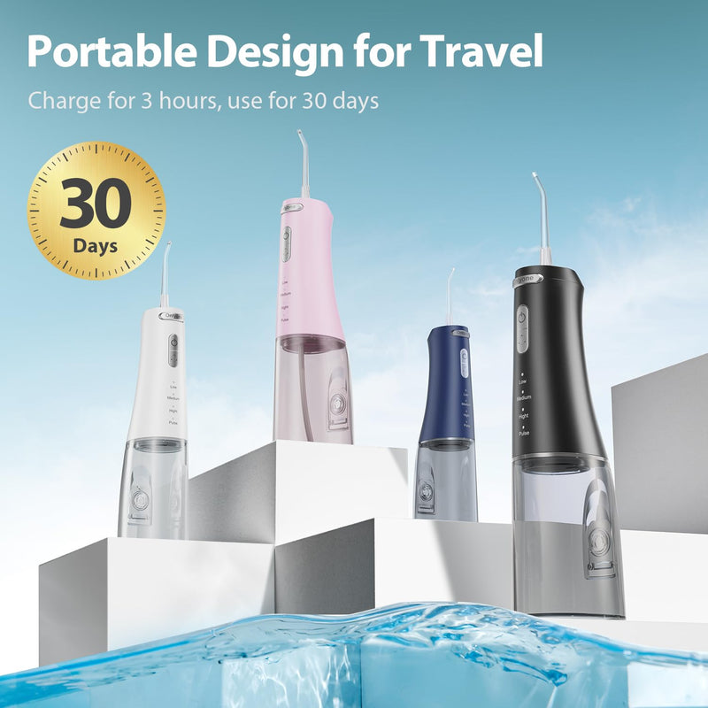 [Australia] - Onlyone Water Dental Flosser Pick for Teeth, 300ML Portable Oral Irrigator, Rechargeable Travel Irrigation Cleaner, Professional Electric Flossing Cleaning Picks for Teeth Cleaning,IPX7 Waterproof Black 300ML Lager Tank 