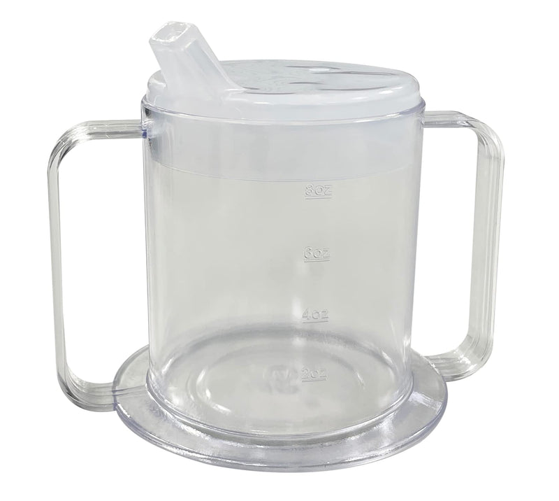 2-Handle Adult Sippy Cup Wide Base Mug with Transparent 2 Style Lids Lightweight Drinking Cup with Easy-to-Grasp Handles for Hot and Cold Beverages Spill-Resistant Prevents Tipping Beakers for Elderly
