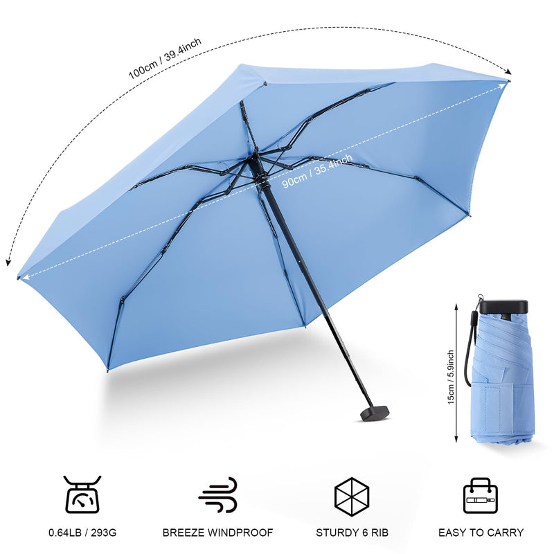 Mini Umbrella For Purse, Small Travel Compact Waterproof Umbrella for Light Rain, Suitable for Women Purse and Pocket,2 Pack