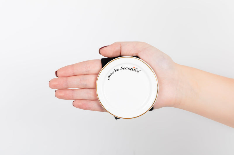[Australia] - Makeup Palette Mixer Tray - Hands Free Porcelain Makeup Foundation Palette with Adjustable Hand Strap - Makeup Artist Kit Essentials - 3" 